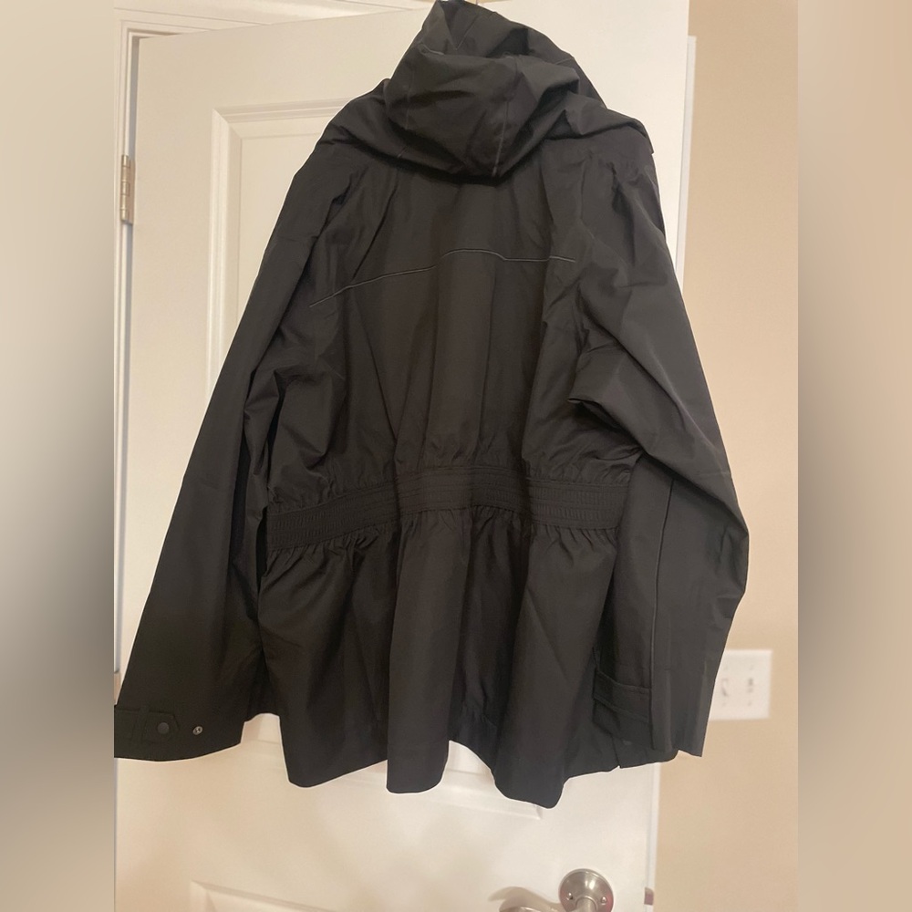 Athleta hooded Black Trench Coat Water-Proof 3x NWT - Picture 6 of 8